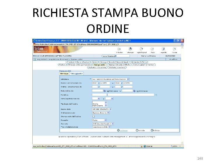 RICHIESTA STAMPA BUONO ORDINE 148 