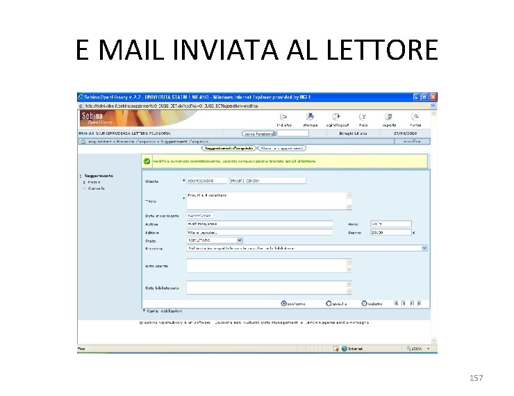 E MAIL INVIATA AL LETTORE 157 