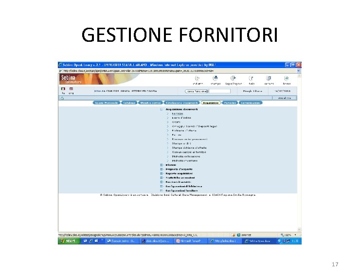 GESTIONE FORNITORI 17 