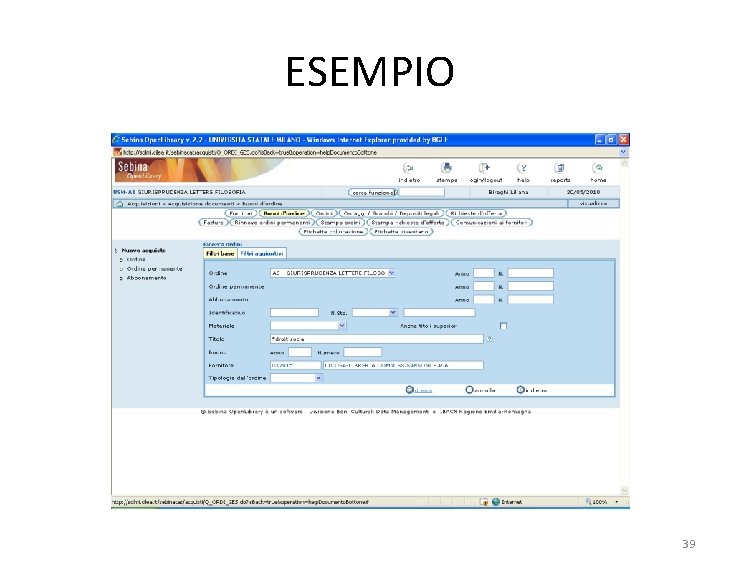 ESEMPIO 39 