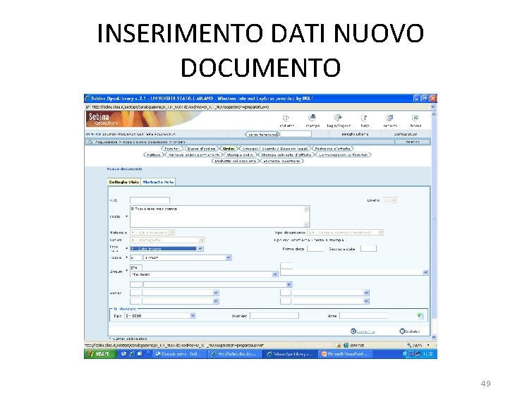 INSERIMENTO DATI NUOVO DOCUMENTO 49 