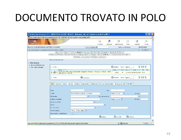 DOCUMENTO TROVATO IN POLO 63 