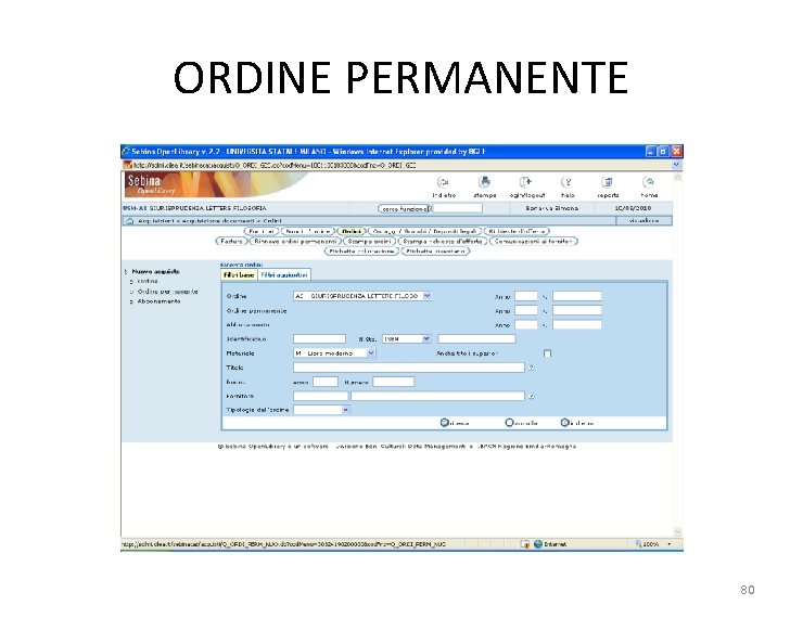 ORDINE PERMANENTE 80 