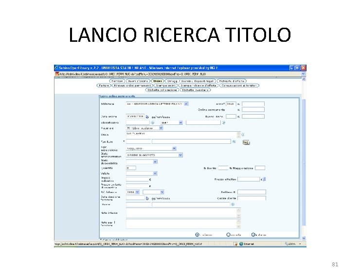 LANCIO RICERCA TITOLO 81 