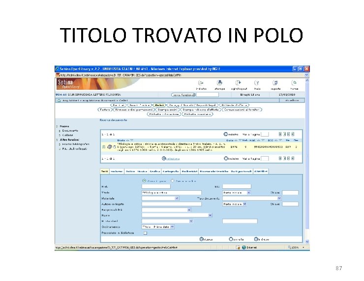 TITOLO TROVATO IN POLO 87 