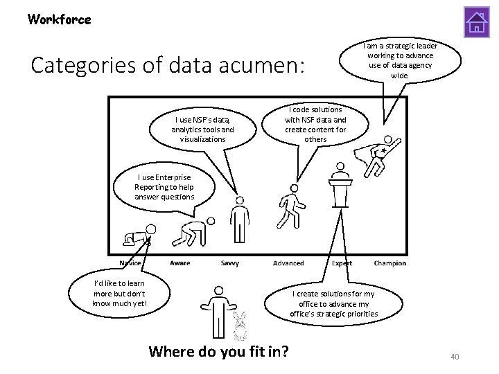 Workforce Categories of data acumen: I use NSF’s data, analytics tools and visualizations I