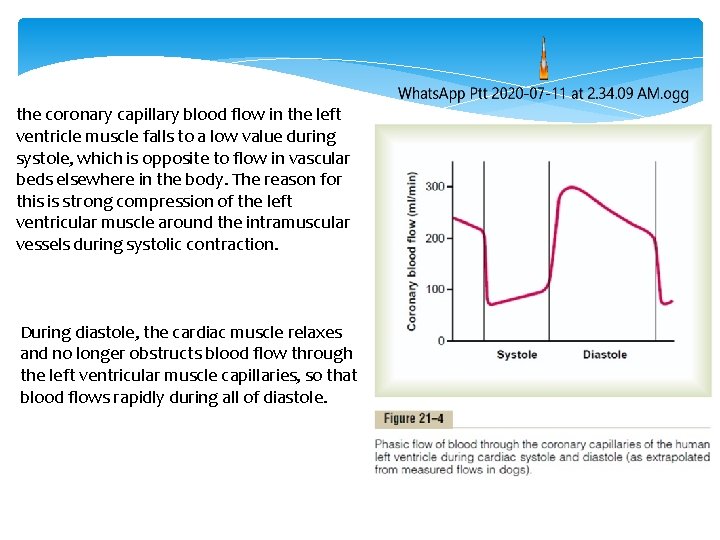 the coronary capillary blood flow in the left ventricle muscle falls to a low