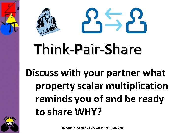 Think-Pair-Share Discuss with your partner what property scalar multiplication reminds you of and be