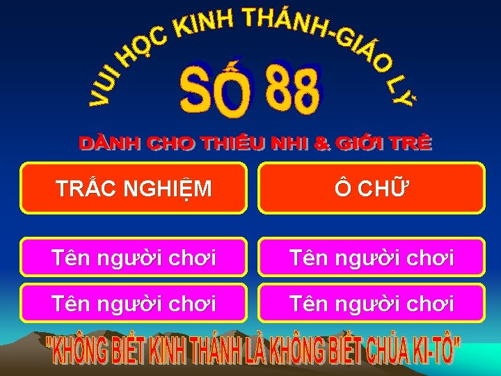 TRẮC NGHIỆM Ô CHỮ Tên người chơi 