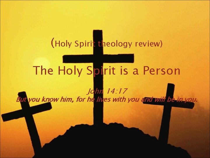 (Holy Spirit theology review) The Holy Spirit is a Person John 14: 17 But