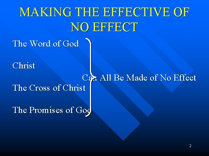 MAKING THE EFFECTIVE OF NO EFFECT The Word of God Christ Can All Be