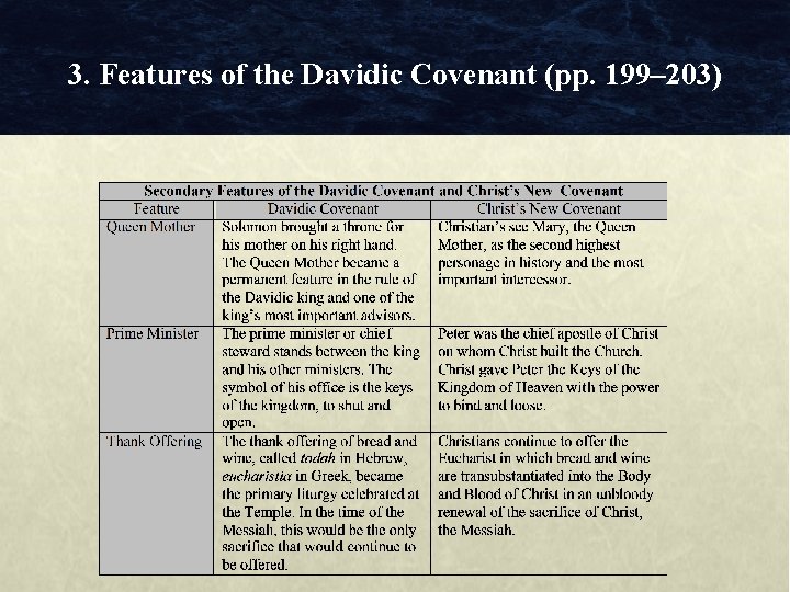 3. Features of the Davidic Covenant (pp. 199– 203) 3. Features of the Davidic Covenant (pp. 199– 203)