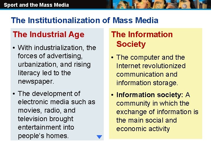 Sport and the Mass Media The Institutionalization of Mass Media The Industrial Age •