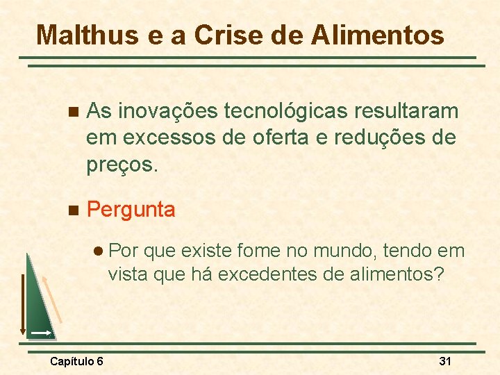 Malthus e a Crise de Alimentos n As inovações tecnológicas resultaram em excessos de