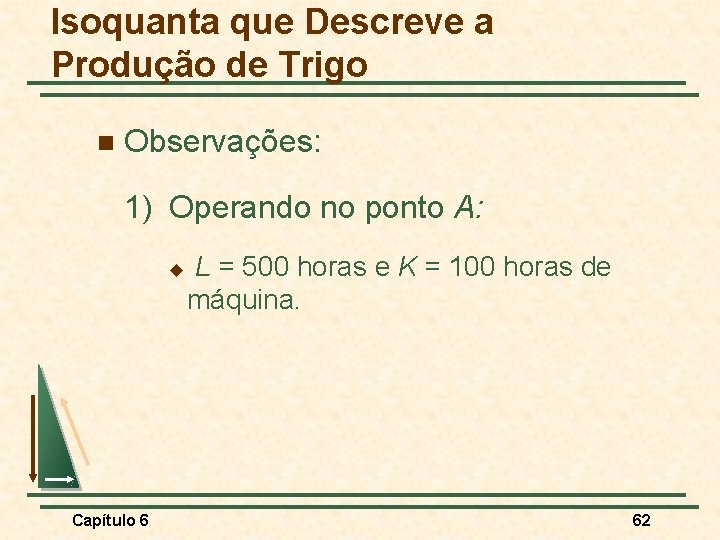 Isoquanta que Descreve a Produção de Trigo n Observações: 1) Operando no ponto A: