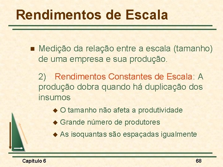 Rendimentos de Escala n Medição da relação entre a escala (tamanho) de uma empresa