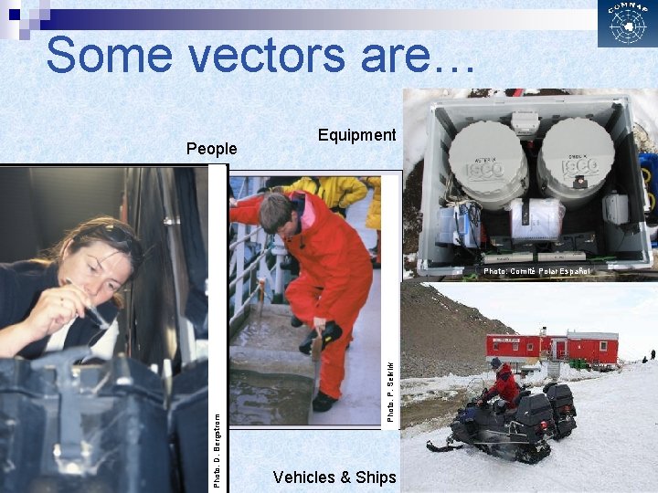 Some vectors are… People Equipment Photo: P. Selkirk Photo: D. Bergstrom Photo: Comité Polar