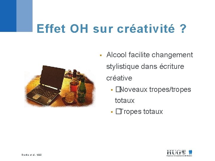 Effet OH sur créativité ? § Alcool facilite changement stylistique dans écriture créative §