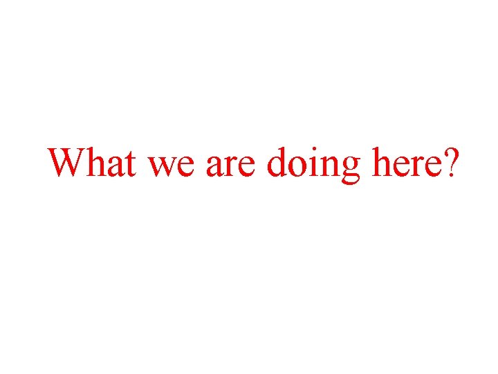 What we are doing here? What we are doing here?