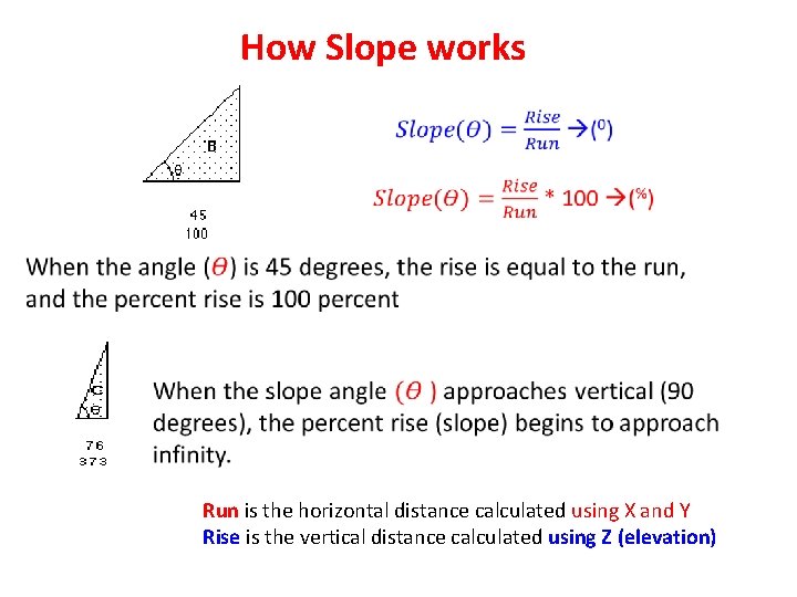 How Slope works Run is the horizontal distance calculated using X and Y Rise