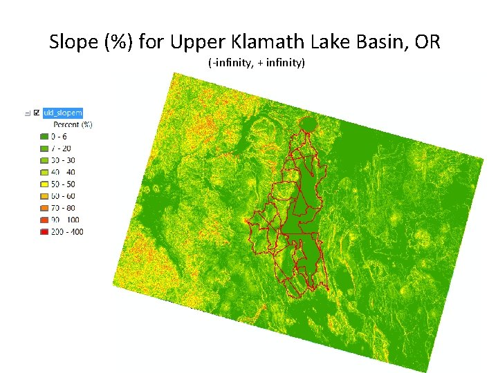 Slope (%) for Upper Klamath Lake Basin, OR (-infinity, + infinity) 