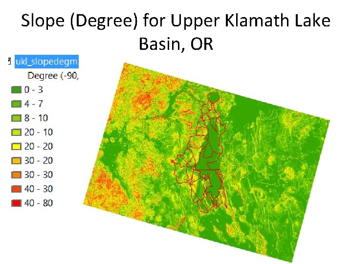 Slope (Degree) for Upper Klamath Lake Basin, OR 