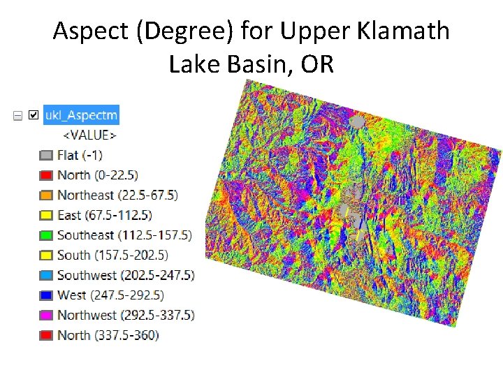 Aspect (Degree) for Upper Klamath Lake Basin, OR 