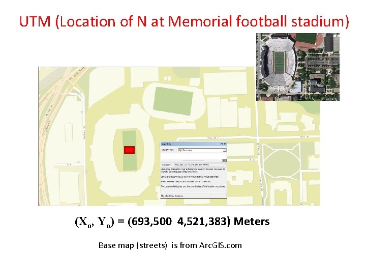 UTM (Location of N at Memorial football stadium) (Xo, Yo) = (693, 500 4,