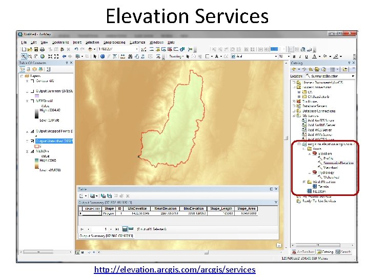 Elevation Services http: //elevation. arcgis. com/arcgis/services 