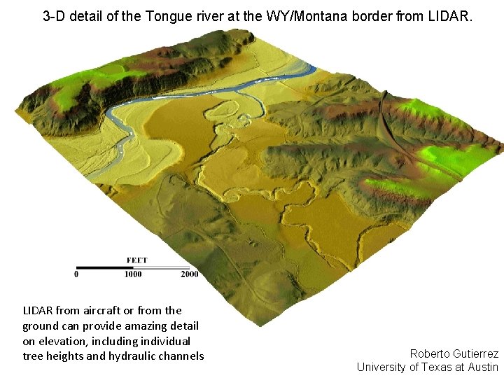 3 -D detail of the Tongue river at the WY/Montana border from LIDAR from