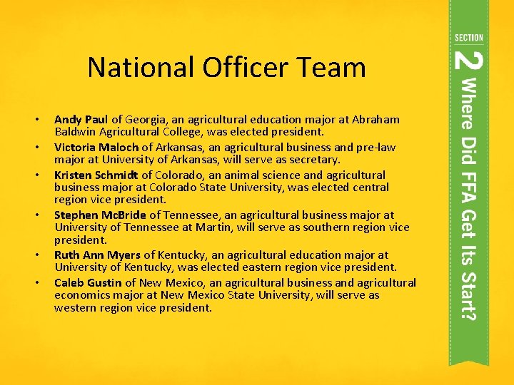 National Officer Team • • • Andy Paul of Georgia, an agricultural education major