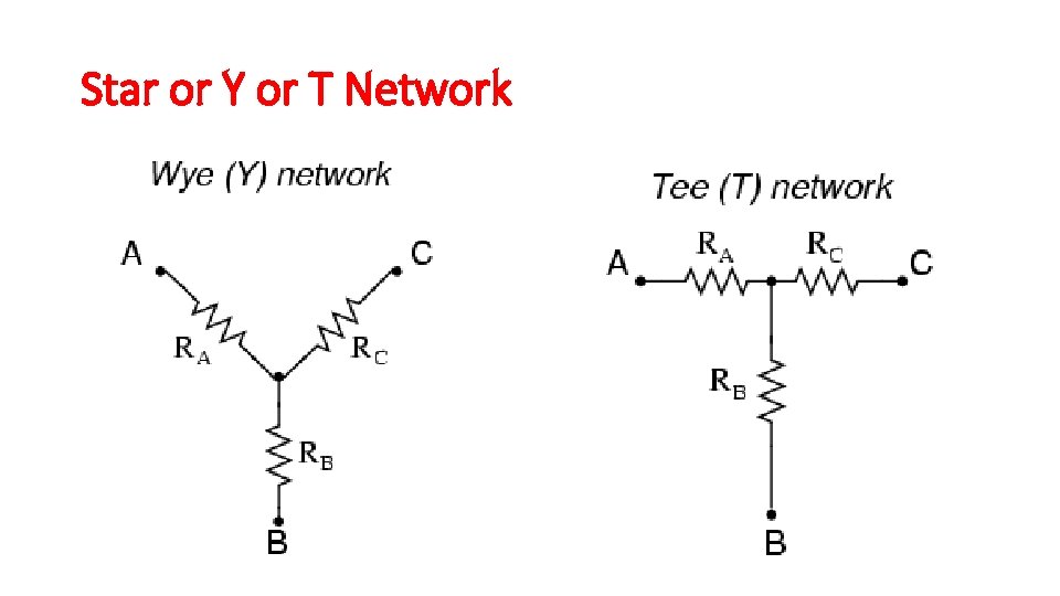Star or Y or T Network Star or Y or T Network