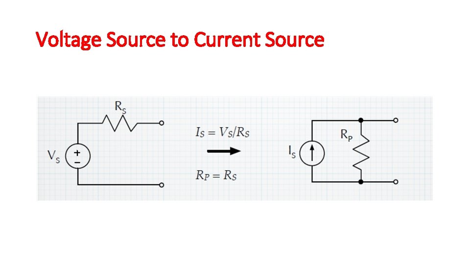 Voltage Source to Current Source Voltage Source to Current Source