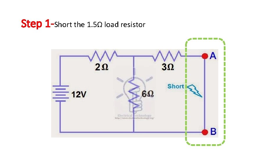 Step 1 -Short the 1. 5Ω load resistor Step 1 -Short the 1. 5Ω load resistor