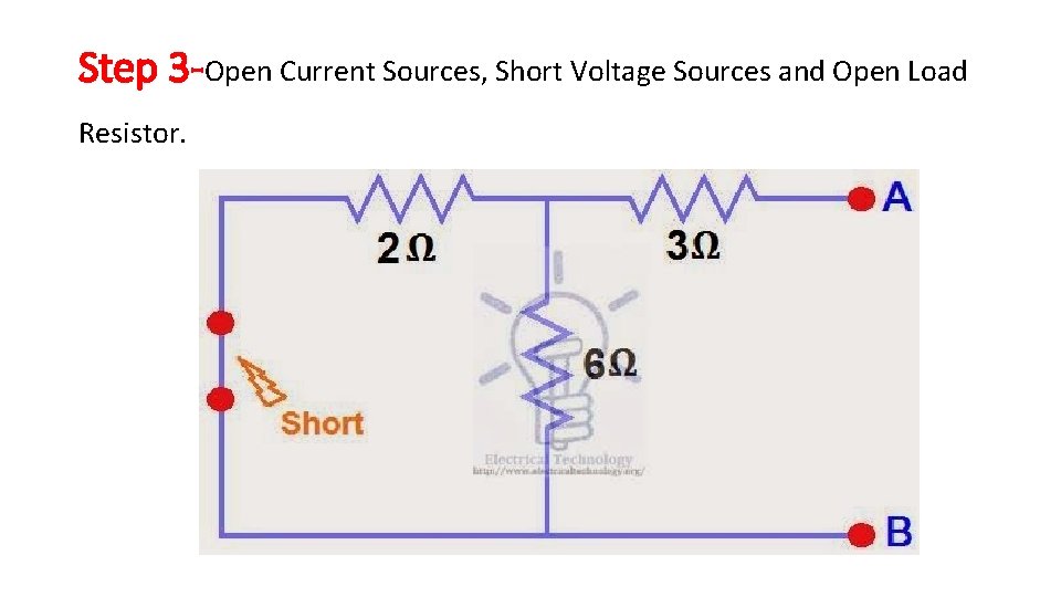 Step 3 -Open Current Sources, Short Voltage Sources and Open Load Resistor. Step 3 -Open Current Sources, Short Voltage Sources and Open Load Resistor.