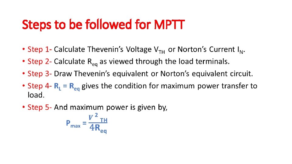 Steps to be followed for MPTT • Steps to be followed for MPTT •