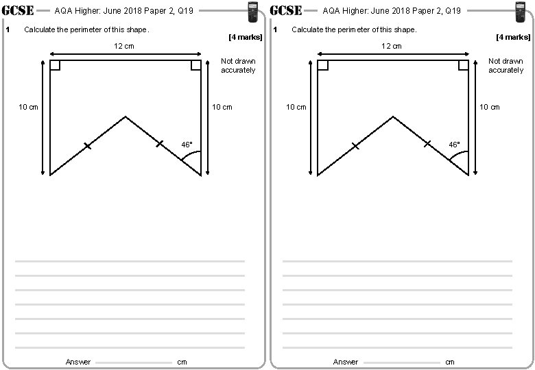 AQA Higher: June 2018 Paper 2, Q 19 1 Calculate the perimeter of this