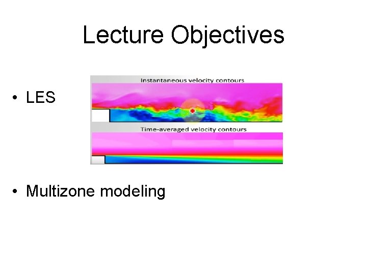 Lecture Objectives • LES • Multizone modeling 
