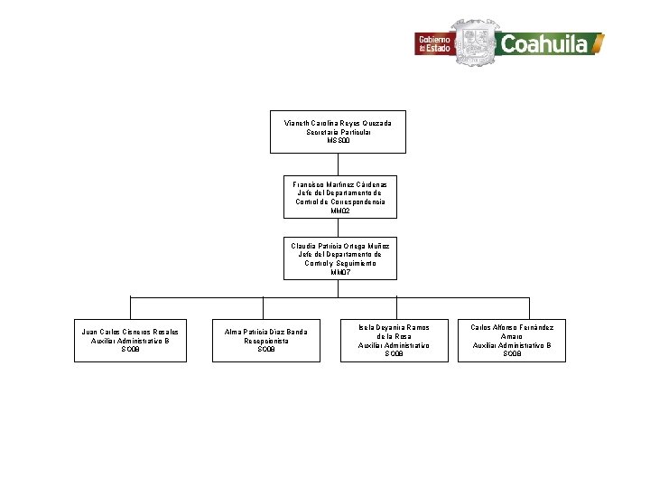 Vianeth Carolina Reyes Quezada Secretaria Particular MSS 00 Francisco Martínez Cárdenas Jefe del Departamento