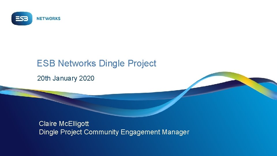 ESB Networks Dingle Project 20 th January 2020 Claire Mc. Elligott Dingle Project Community