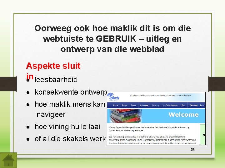 Oorweeg ook hoe maklik dit is om die webtuiste te GEBRUIK – uitleg en Oorweeg ook hoe maklik dit is om die webtuiste te GEBRUIK – uitleg en