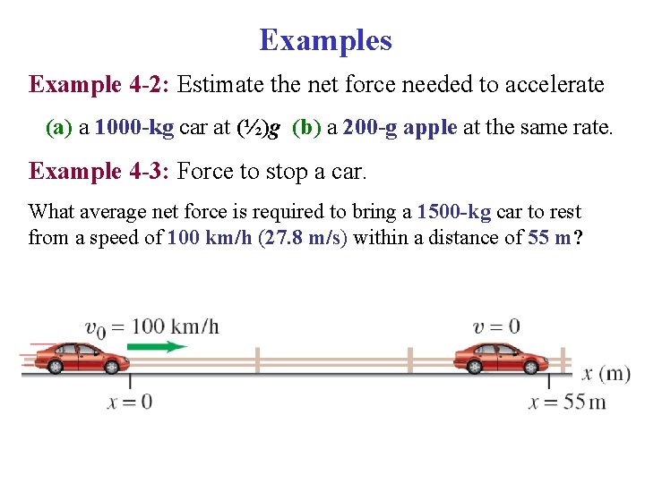 Examples Example 4 -2: Estimate the net force needed to accelerate (a) a 1000