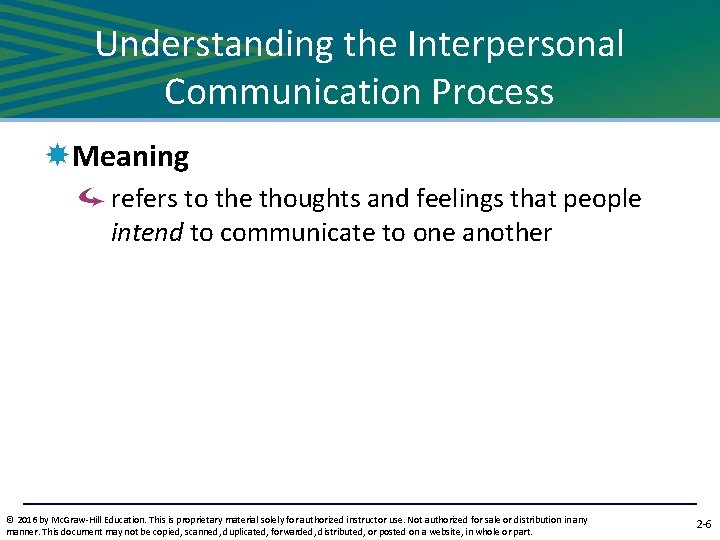 Understanding the Interpersonal Communication Process Meaning refers to the thoughts and feelings that people