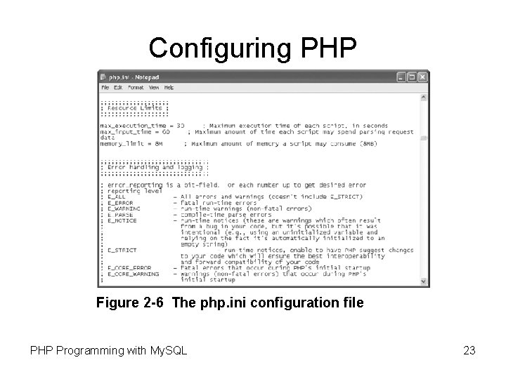 Configuring PHP Figure 2 -6 The php. ini configuration file PHP Programming with My.