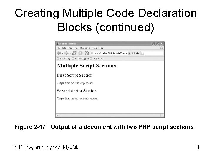 Creating Multiple Code Declaration Blocks (continued) Figure 2 -17 Output of a document with