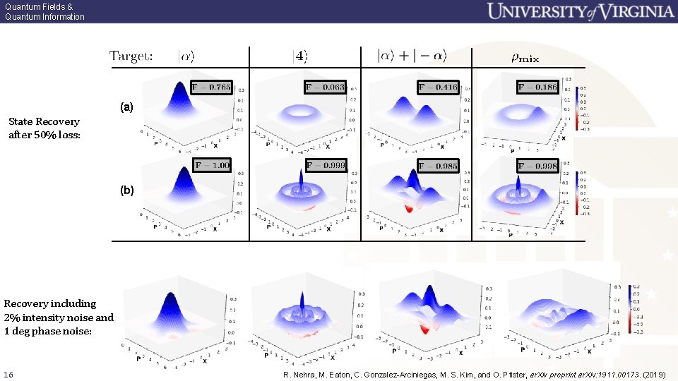 Quantum Fields & Quantum Information (a) State Recovery after 50% loss: (b) Recovery including