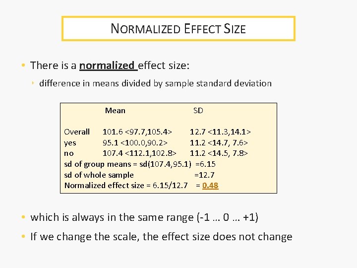 NORMALIZED EFFECT SIZE • There is a normalized effect size: ‣ difference in means NORMALIZED EFFECT SIZE • There is a normalized effect size: ‣ difference in means