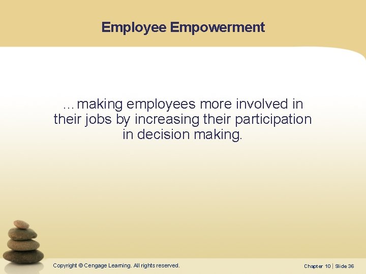 Employee Empowerment …making employees more involved in their jobs by increasing their participation in Employee Empowerment …making employees more involved in their jobs by increasing their participation in