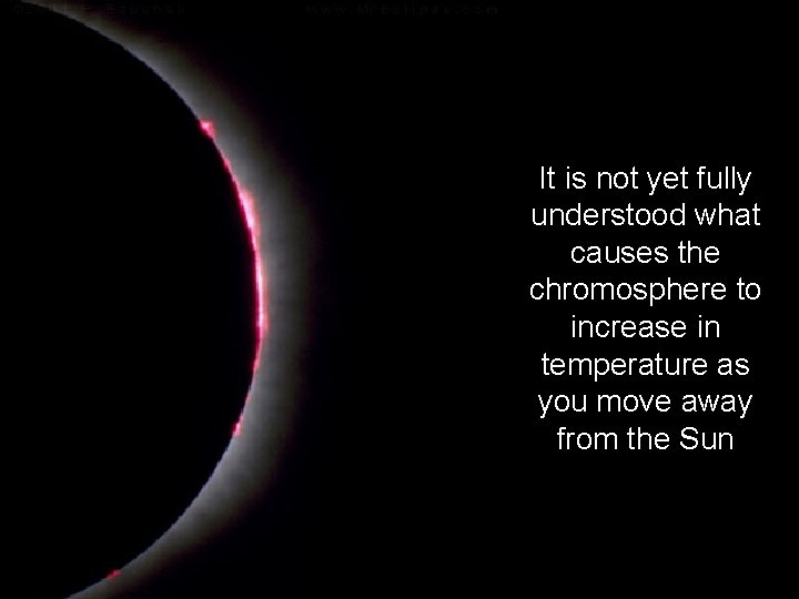 It is not yet fully understood what causes the chromosphere to increase in temperature
