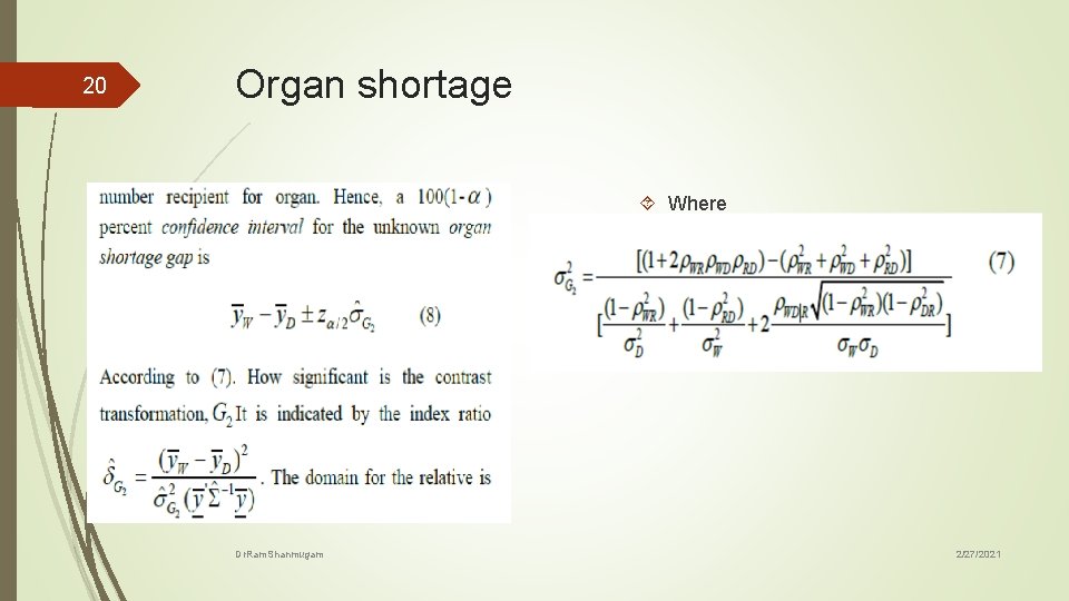 20 Organ shortage Dr. Ram. Shanmugam Where 2/27/2021 